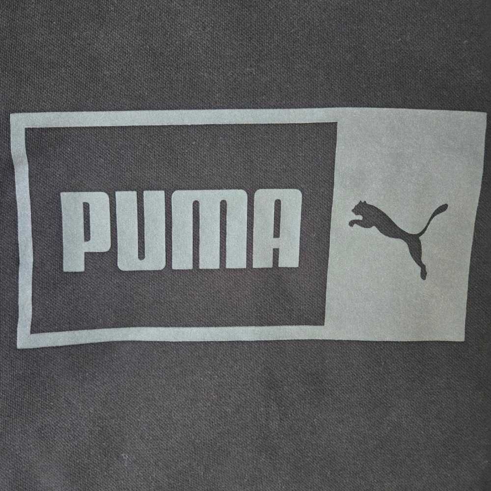 Puma Mens Crewneck Sweatshirt Black Grey Box Logo Pullover 673837-01 Size M - Picture 2 of 7